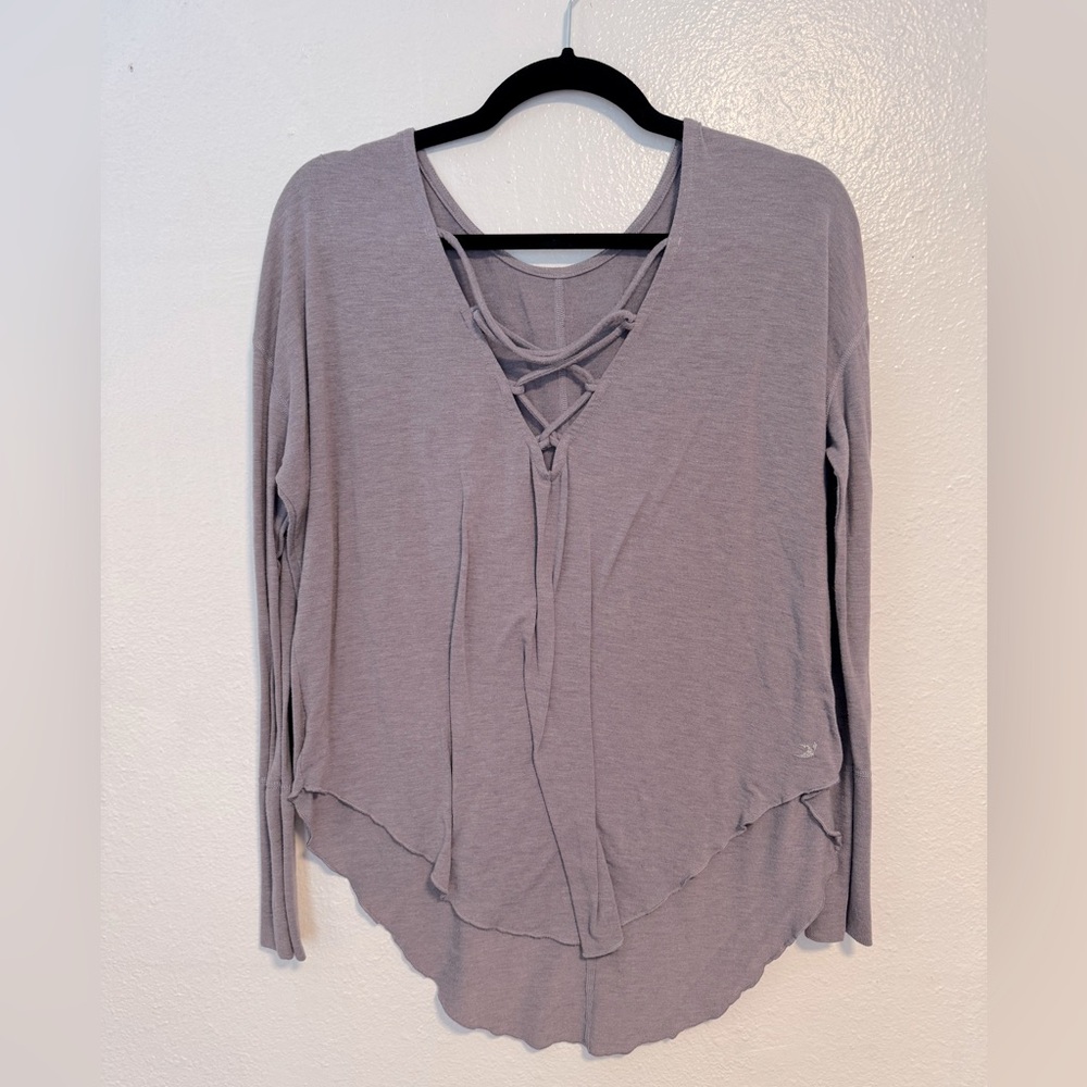 Glyder Lace Up V Neck Long Sleeve Athletic Top